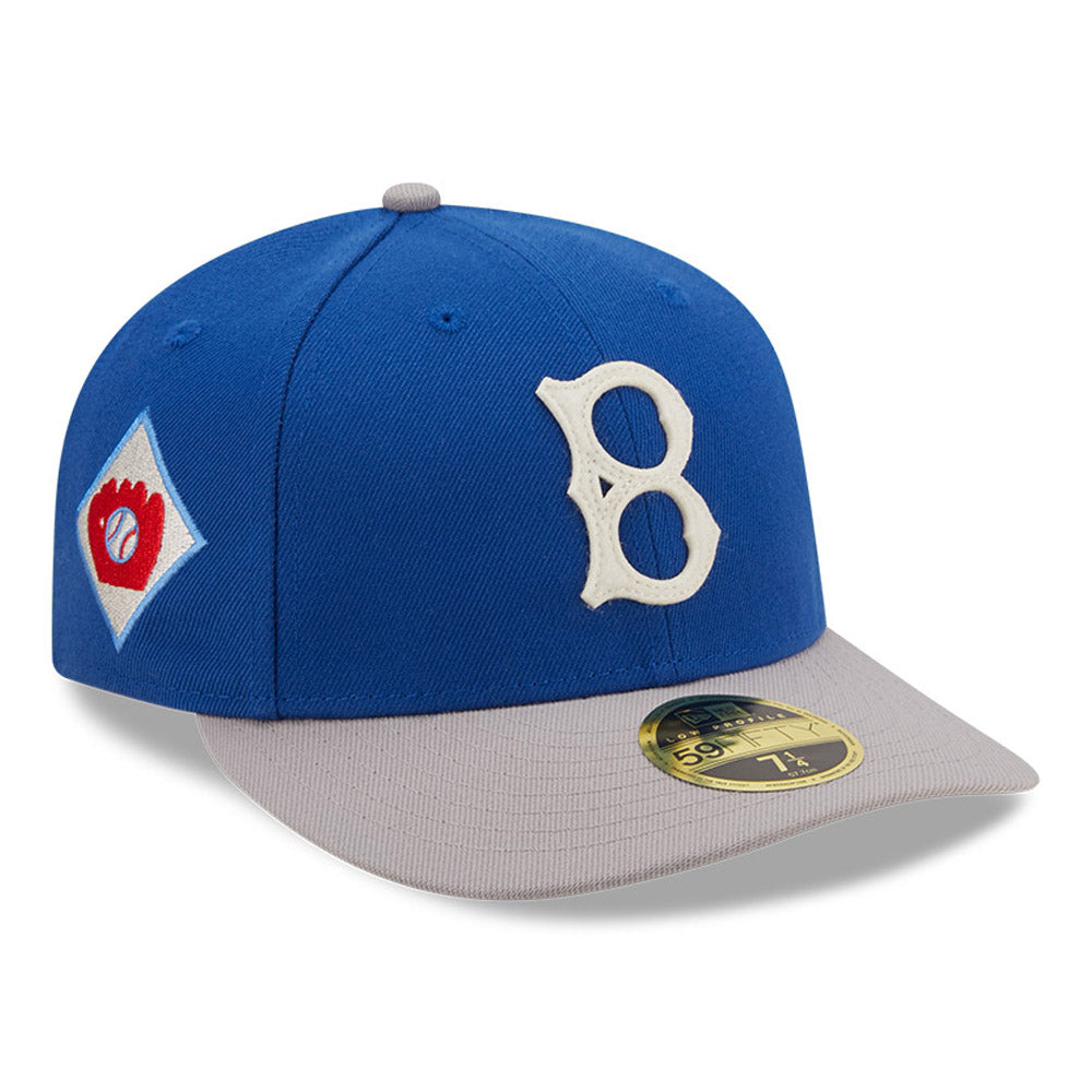 Brooklyn Dodgers Fitted New Era 59FIFTY B Logo Blue Hat Cap Green UV