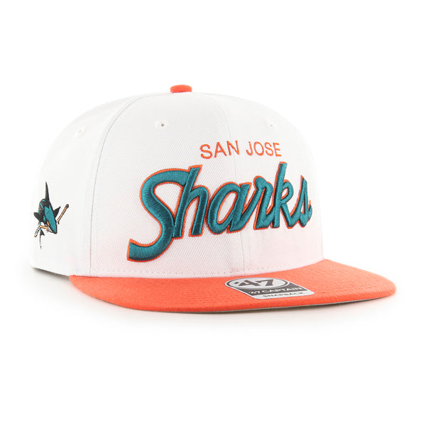 47 Brand NHL San Jose Sharks Snapback Cap In White And Orange for Men