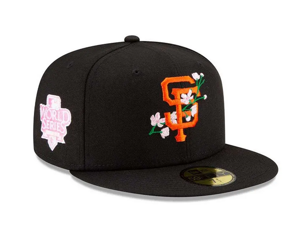 San Francisco Giants Fitted New Era 59Fifty Flower Power Black Hat Cap Pink  UV