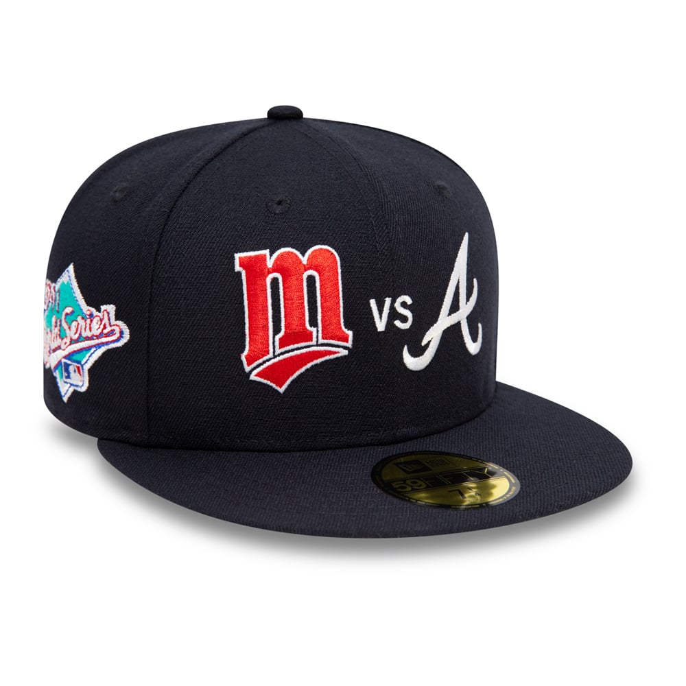 NEW ERA 59FIFTY MLB MINNESOTA TWINS VS ATLANTA BRAVES WORLD SERIES 1991 NAVY / KELLY GREEN UV FITTED CAP