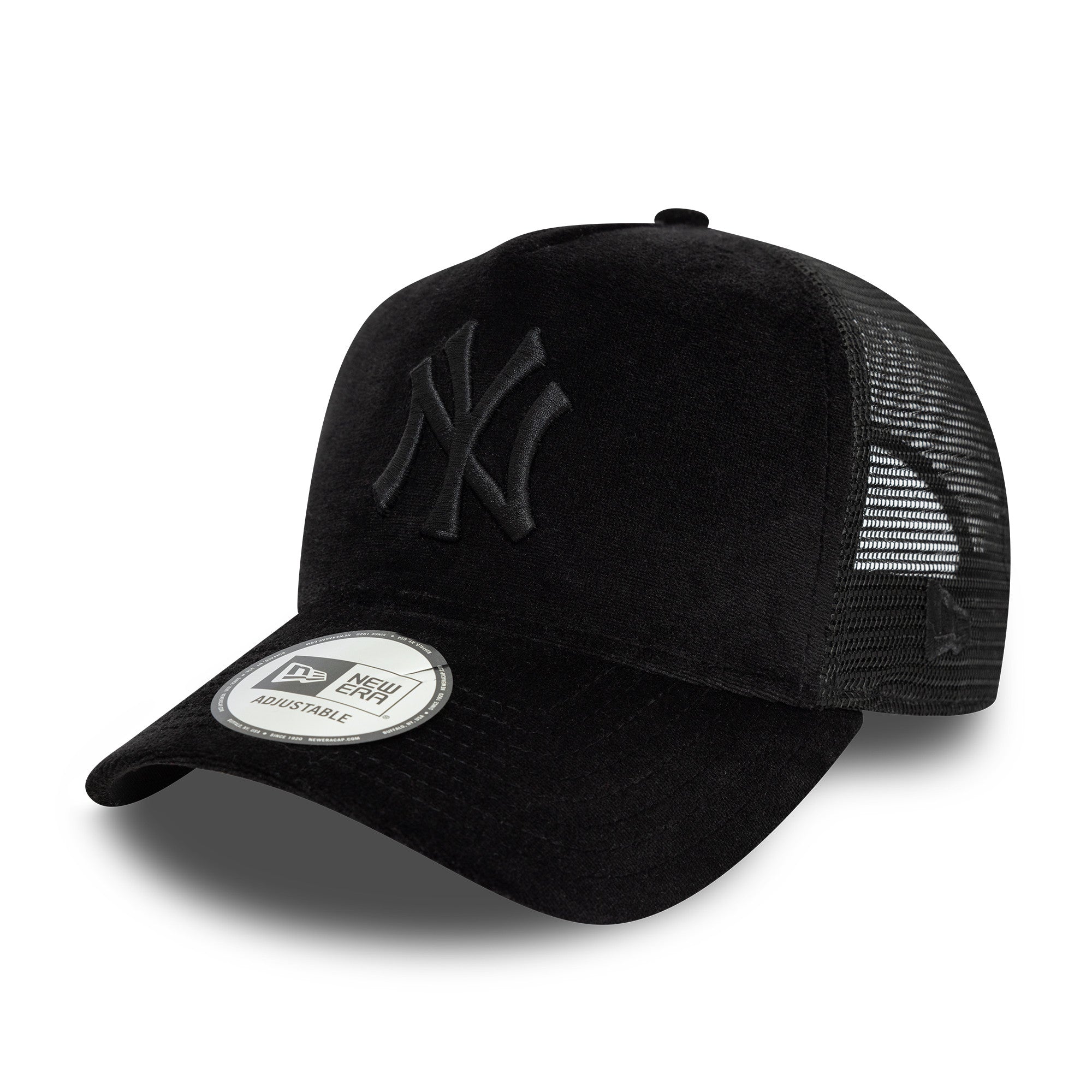 NEW ERA 9FORTY A-FRAME TRUCKER WMNS MLB NEW YORK YANKEES VELOUR  BLACK SNAPBACK CAP