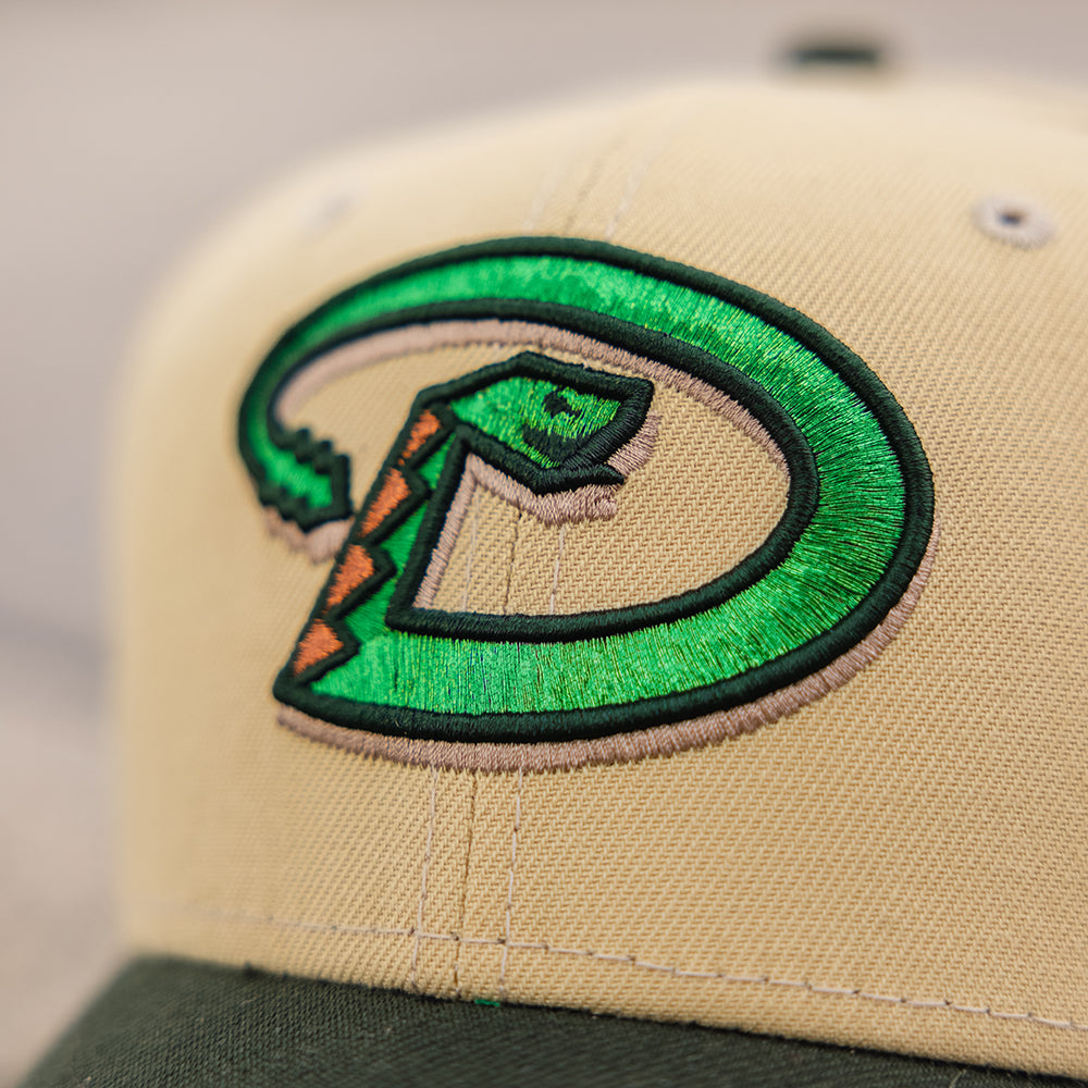 EXCLUSIVE NEW ERA 59FIFTY MLB ARIZONA DIAMONDBACKS 20TH ANNIVERSARY TWO  TONE / CAMEL UV FITTED CAP