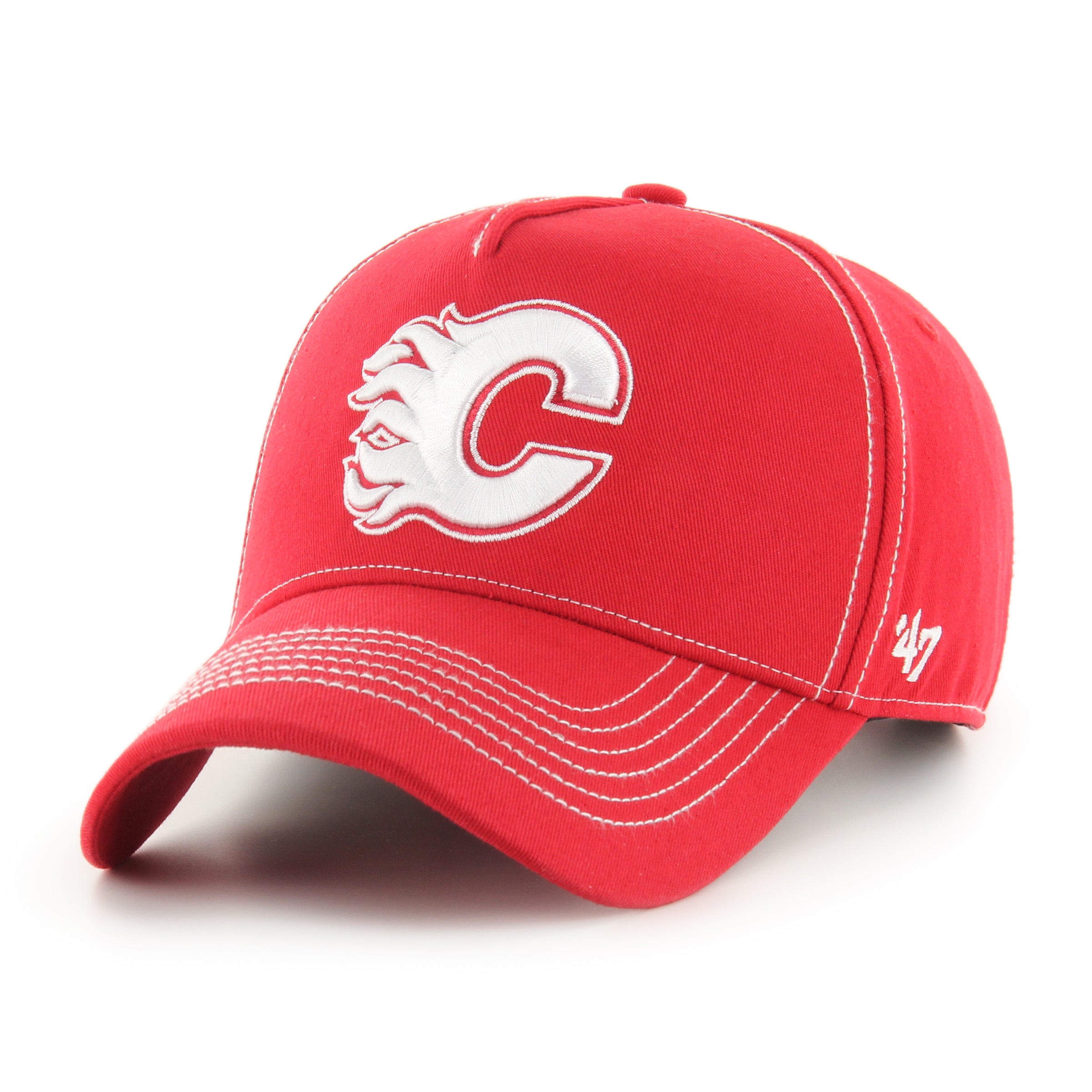 NHL CALGARY FLAMES CONTRAST STITCH ’47 MVP DT RED CAP