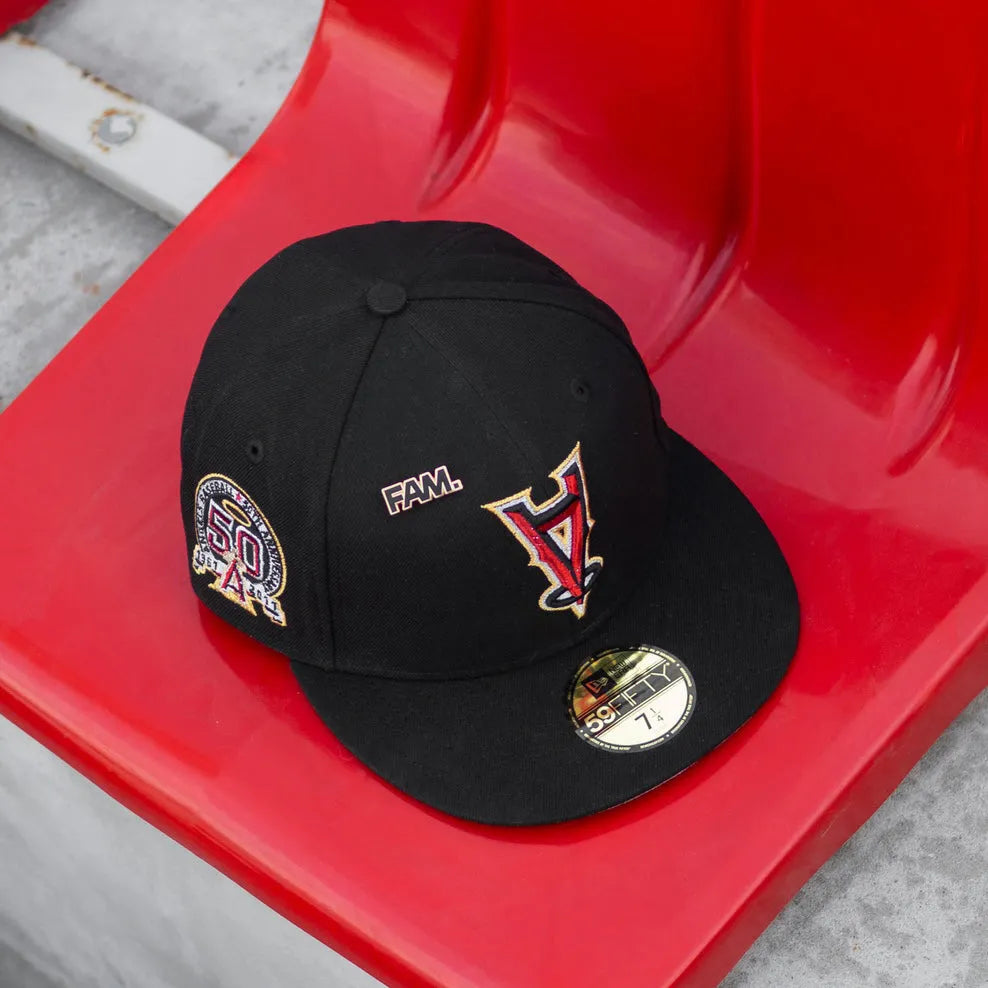 NEW ERA 59FIFTY MLB ANAHEIM ANGELS UPSIDE DOWN BLACK / GREY UV FITTED CAP