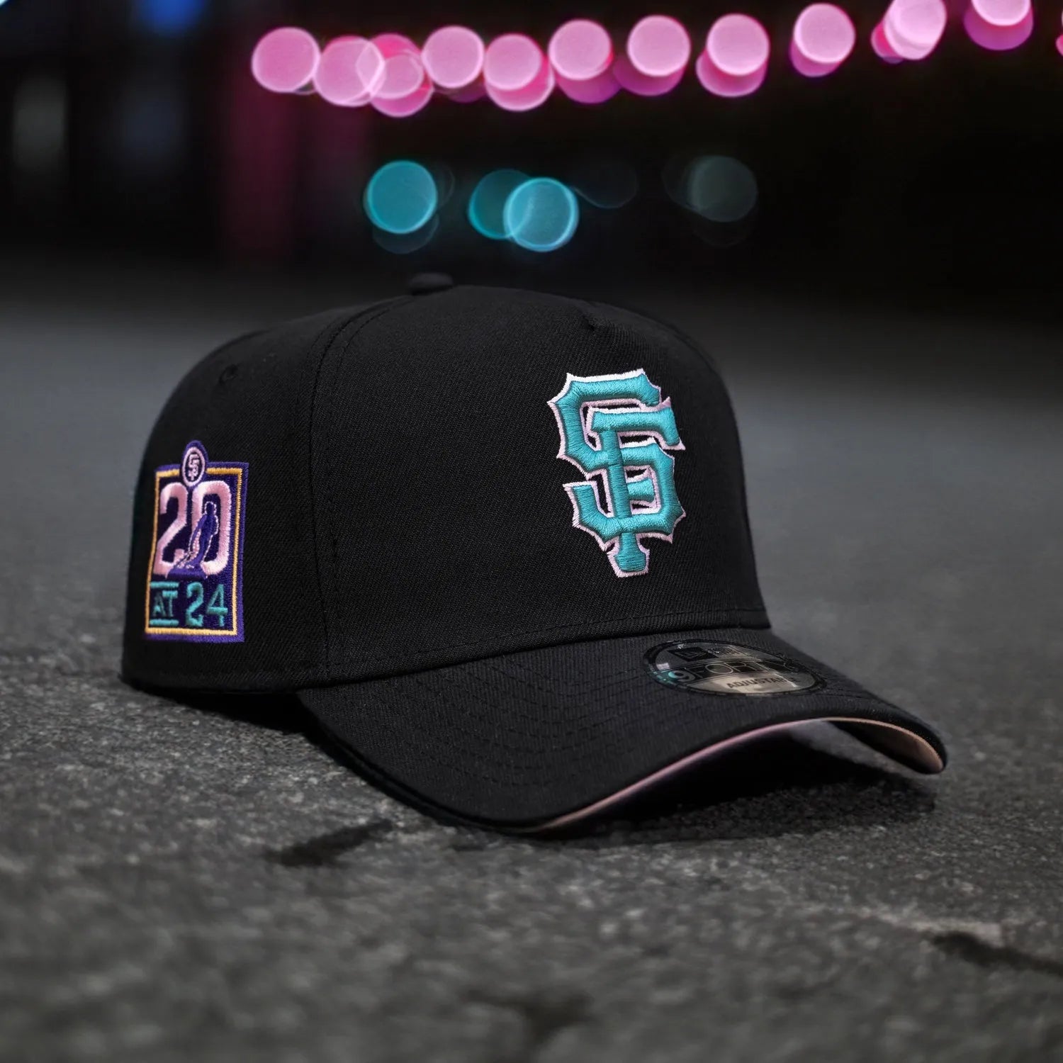 NEW ERA 9FORTY A-FRAME MLB SAN FRANCISCO GIANTS 20TH ANNIVERSARY BLACK / PINK UV CAP