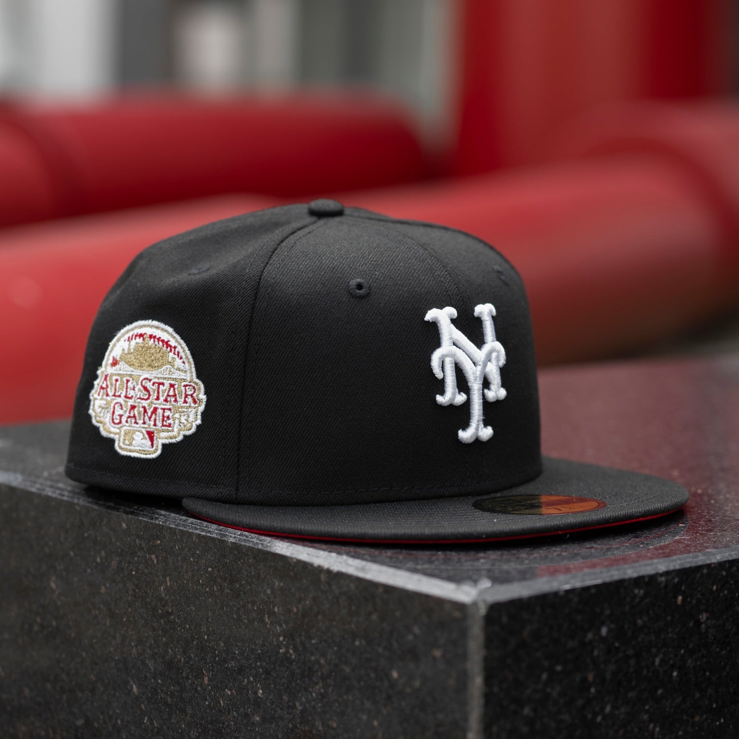 NEW ERA 59FIFTY MLB NEW YORK METS ALL STAR GAME 2013 BLACK / SCARLET RED UV FITTED CAP