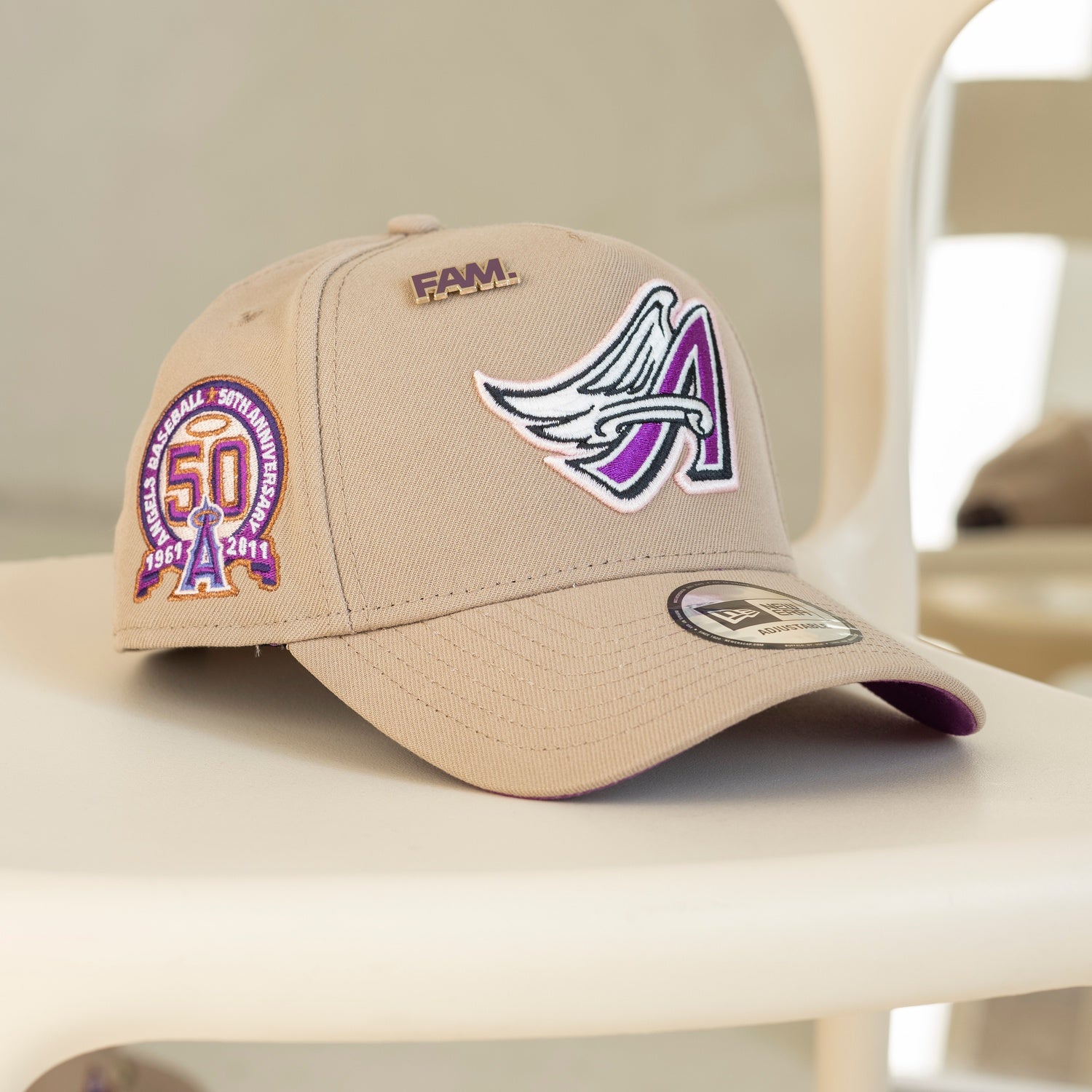 NEW ERA 9FORTY A-FRAME ANAHEIM ANGELS 50TH ANNIVERSARY CAMEL / SPARKLING GRAPE UV CAP