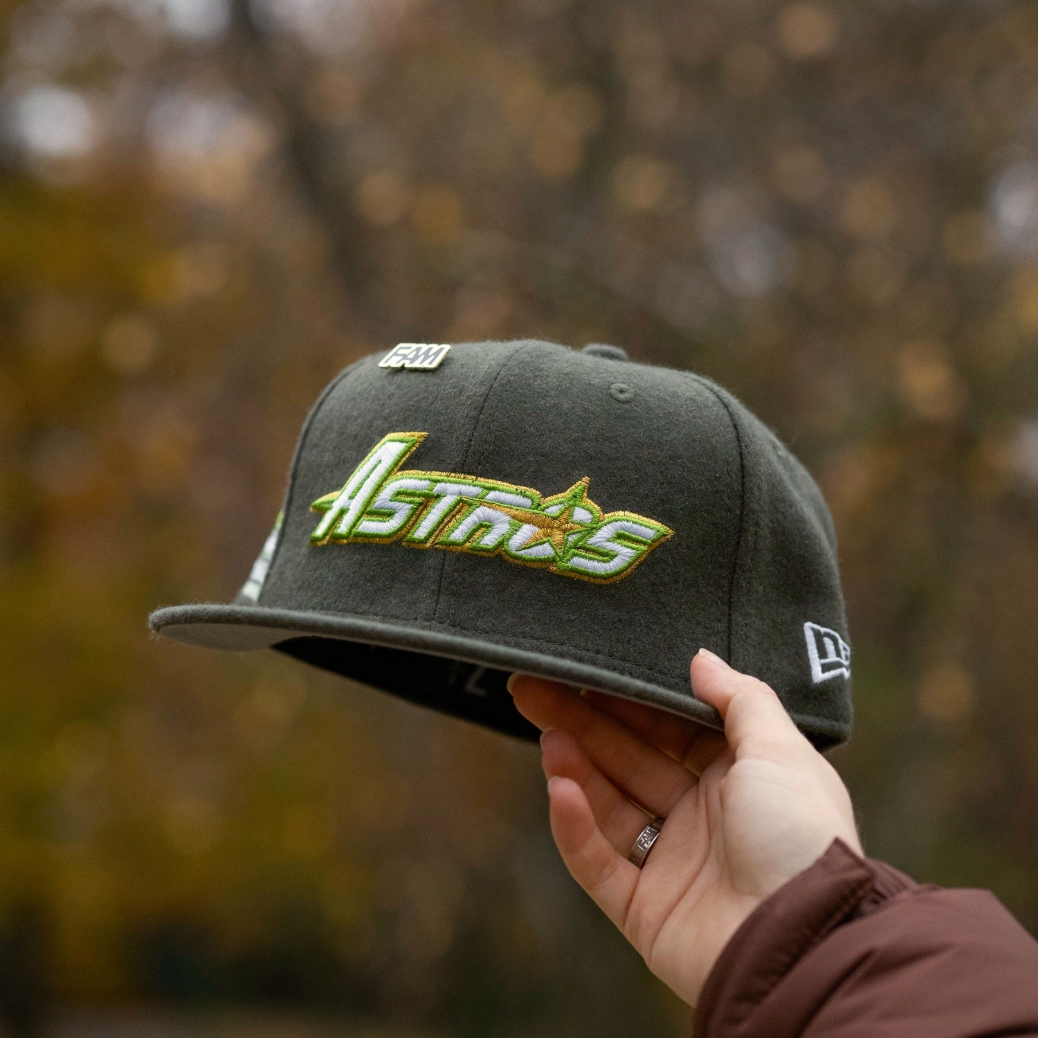 NEW ERA 59FIFTY MLB HOUSTON ASTROS ASTRODOME MELTON OLIVE / GREY UV FITTED CAP