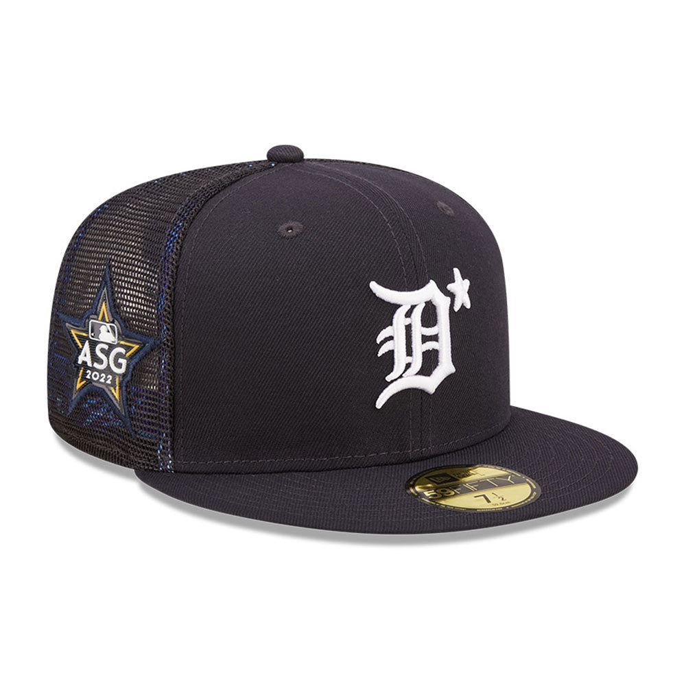 NEW ERA 59FIFTY MLB DETROIT TIGERS ALL STAR GAME 2022 NAVY / TROPIC BLUE UV FITTED TRUCKER CAP