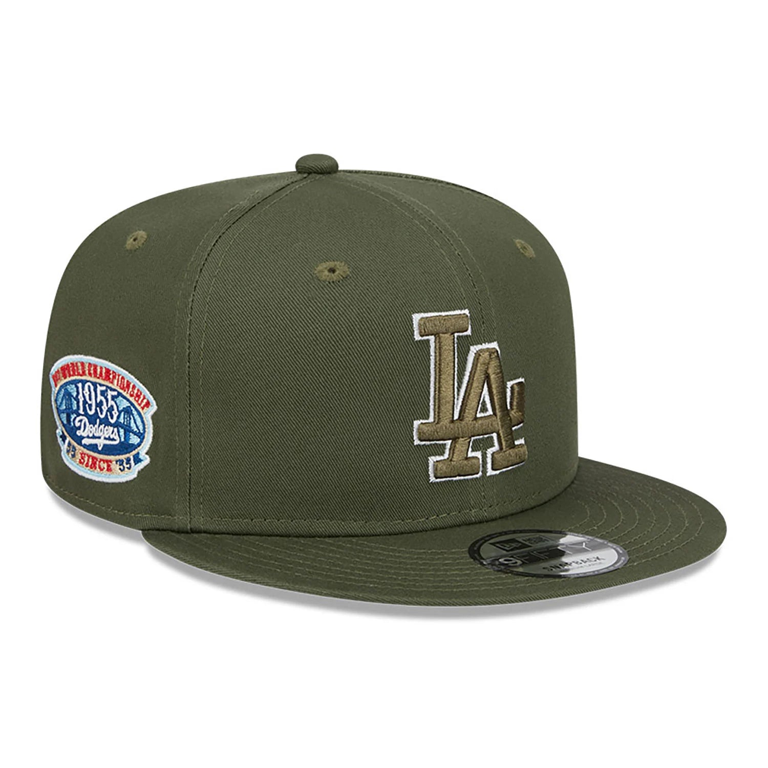 NEW ERA 9FIFTY SIDE PATCH LOS ANGELES DODGERS 1ST WORLD CHAMPIONSHIP OLIVE / DARK GREEN UV SNAPBACK CAP