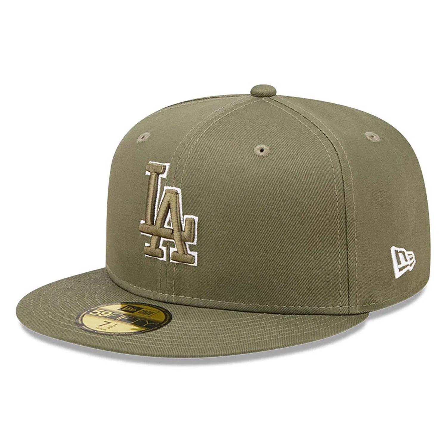 NEW ERA 59FIFTY MLB LOS ANGELES DODGERS TEAM OUTLINE OLIVE / OLIVE UV FITTED CAP - FAM