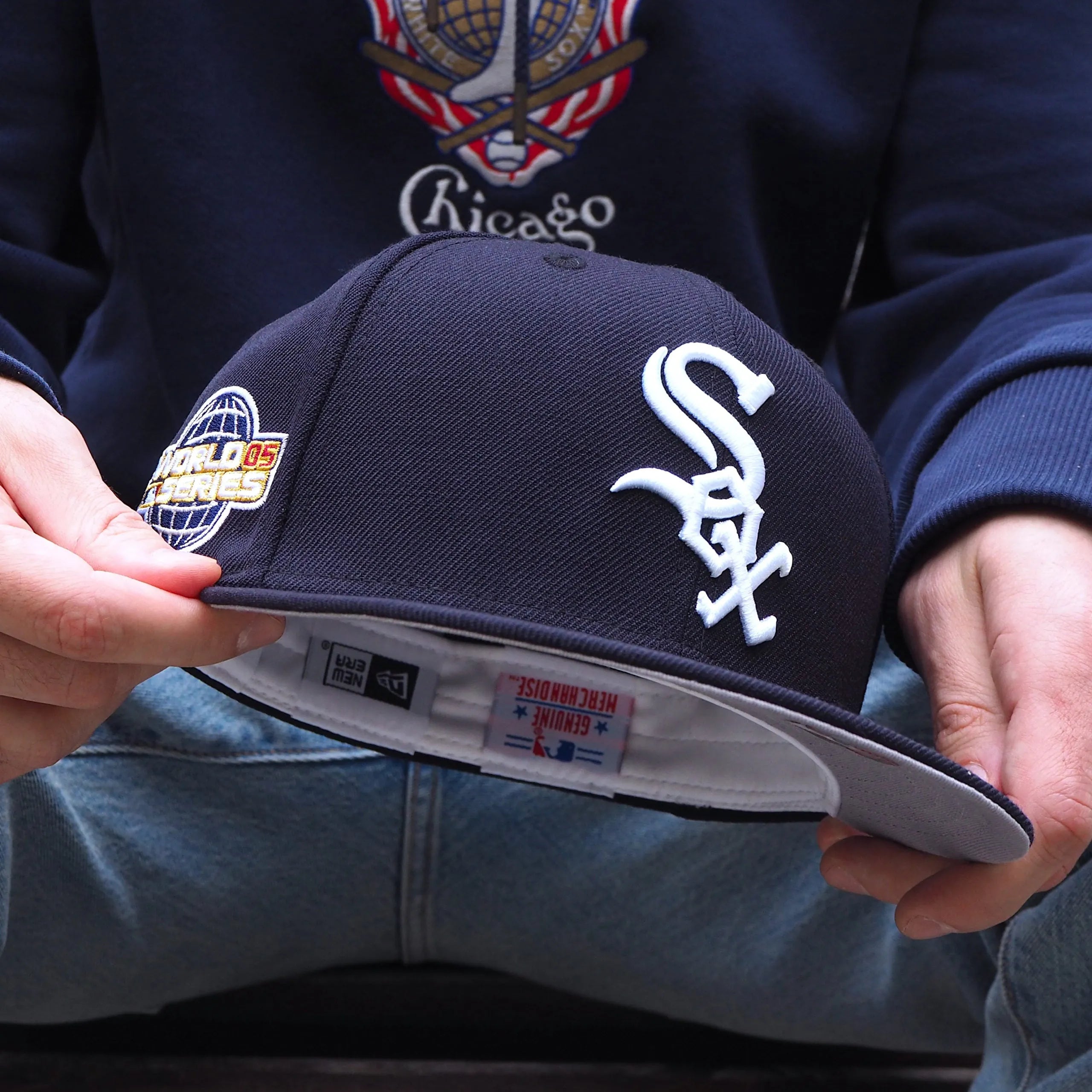 80297148 EXCLUSIVE 59FIFTY MLB CHICAGO WHITE SOX WORLD SERIES 2005 NAVY