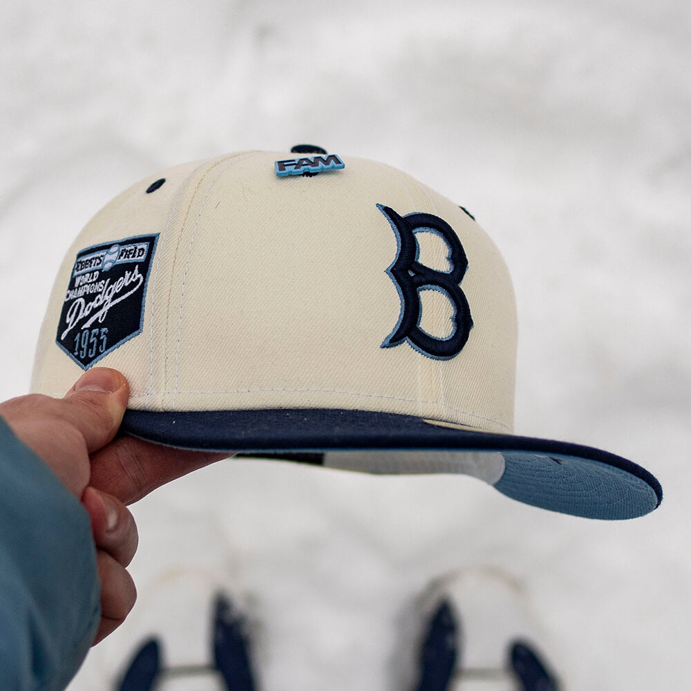 NEW ERA 59FIFTY MLB BROOKLYN DODGERS EBBETS FIELD 1955 TWO TONE/ SKY BLUE UV