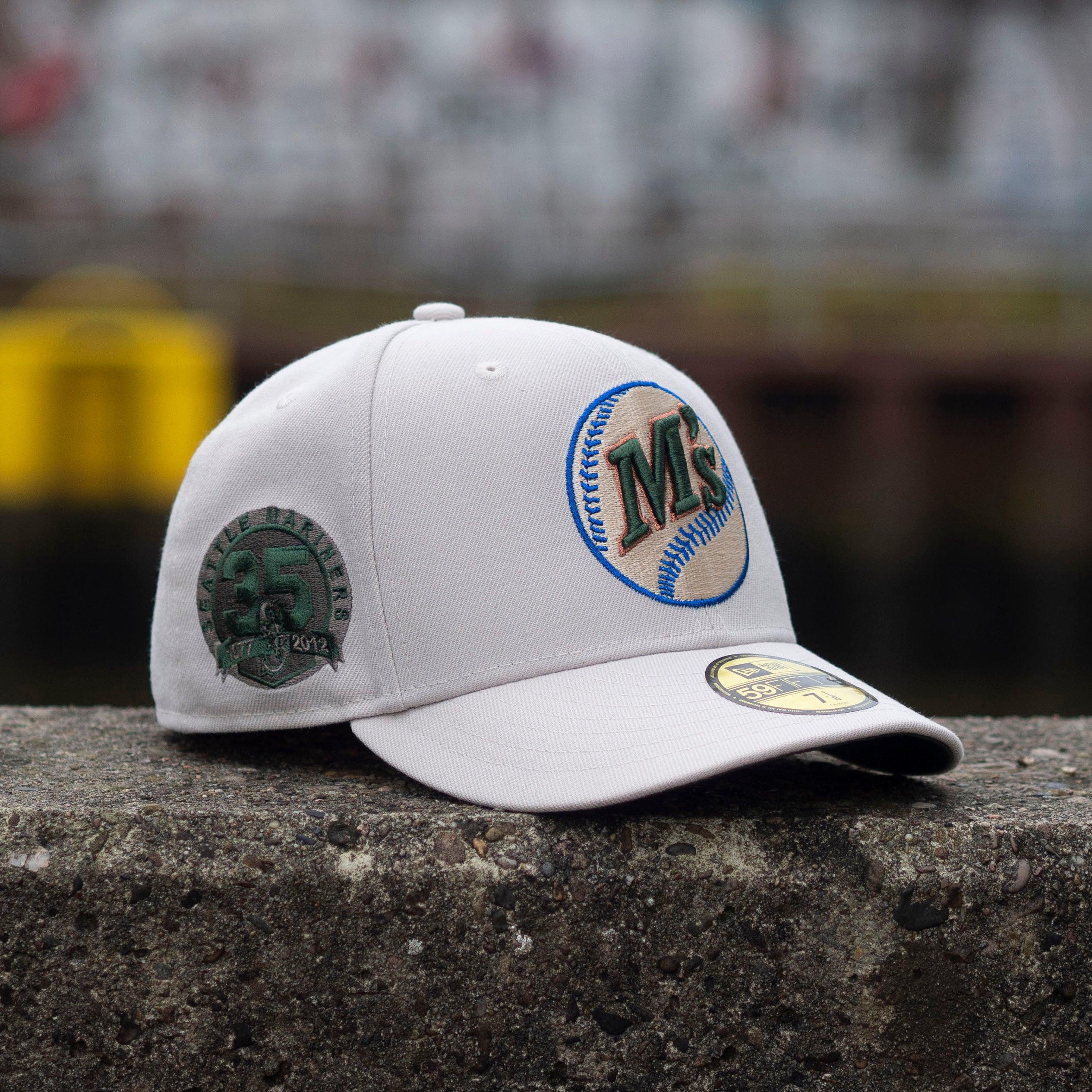 NEW ERA 59FIFTY MLB SEATTLE MARINERS 35th ANNIVERSARY STONE / EMERALD GREEN  UV FITTED CAP