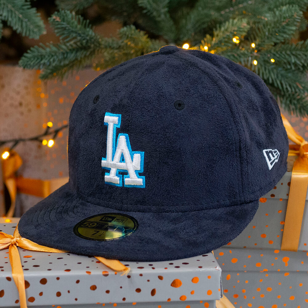 EXCLUSIVE 59FIFTY MLB LOS ANGELES DODGERS NAVY FAUX SUEDE/ GREY UV