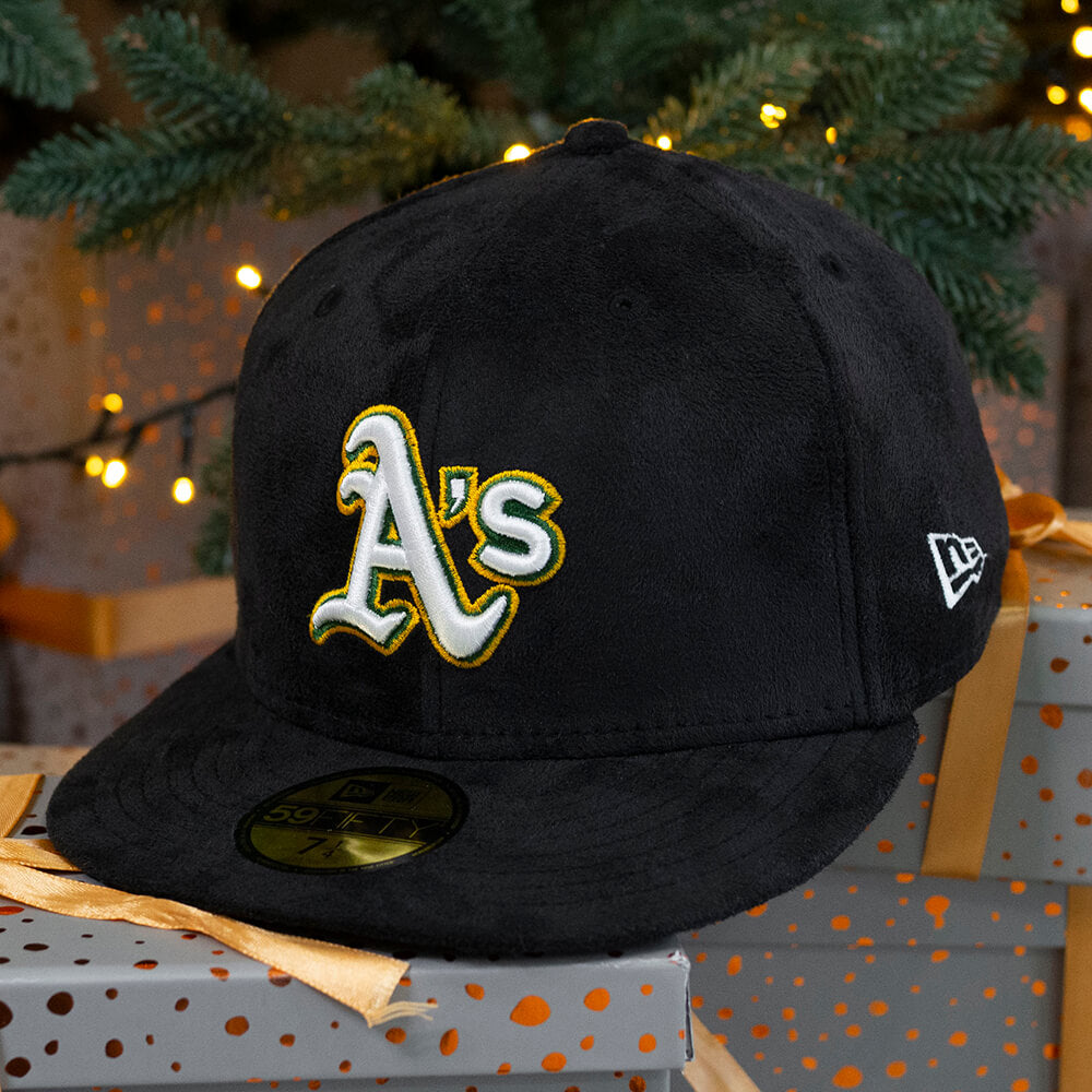 EXCLUSIVE 59FIFTY MLB OAKLAND ATHLETICS BLACK FAUX SUEDE/ GREY UV