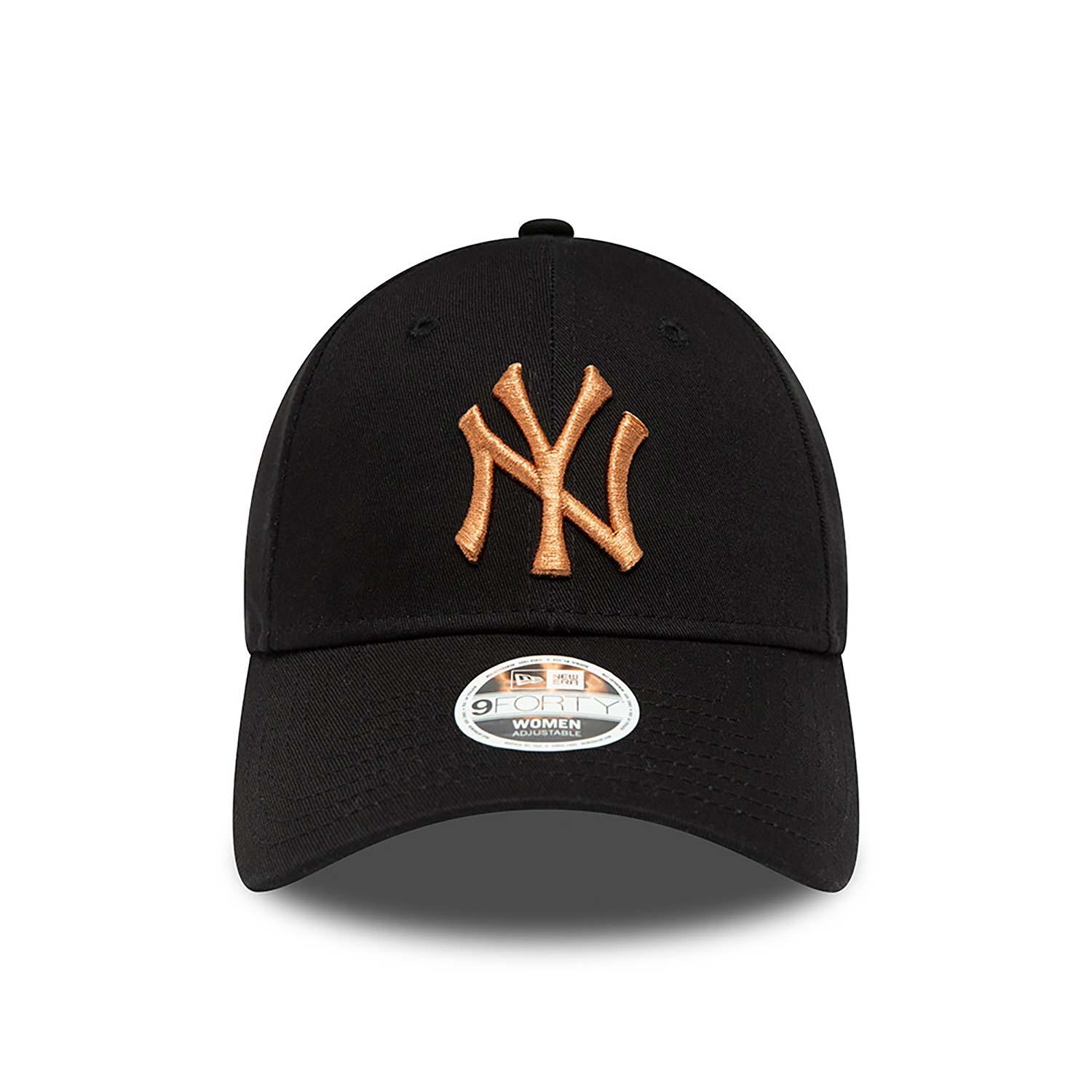 NEW ERA 9FORTY WOMEN MLB NEW YORK YANKEES METALLIC LOGO BLACK CAP